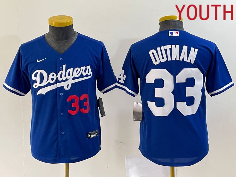 Youth Los Angeles Dodgers 33 Outman Blue Nike Game 2023 MLB Jersey
